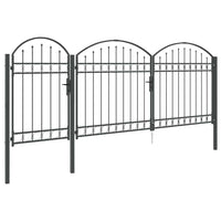 Cancello da Giardino con Parte Superiore Arcuata Grigio 42008955