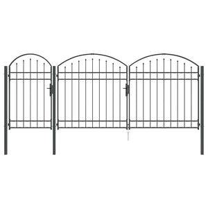 Cancello da Giardino con Parte Superiore Arcuata Grigio 42008955