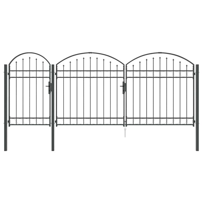 Cancello da Giardino con Parte Superiore Arcuata Grigio 42008955