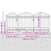 Cancello da Giardino con Parte Superiore Arcuata Grigio 42008956