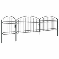 Cancello da Giardino con Parte Superiore Arcuata Grigio 42008958