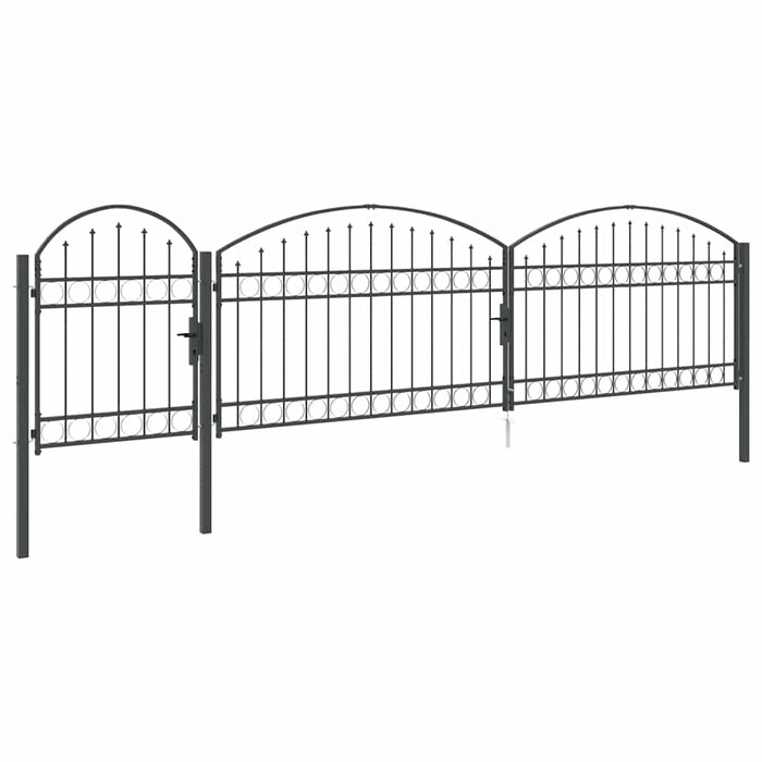 Cancello da Giardino con Parte Superiore Arcuata Grigio 42008958