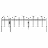 Cancello da Giardino con Parte Superiore Arcuata Grigio 42008958