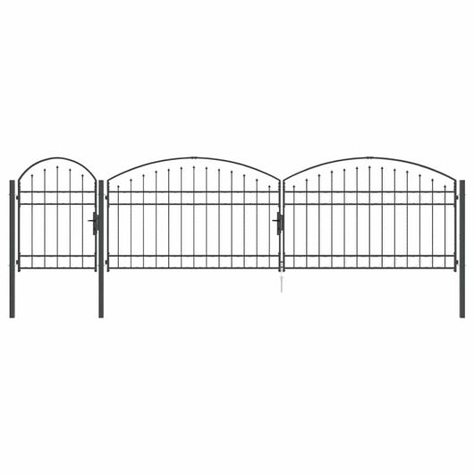 Cancello da Giardino con Parte Superiore Arcuata Grigio 42008958