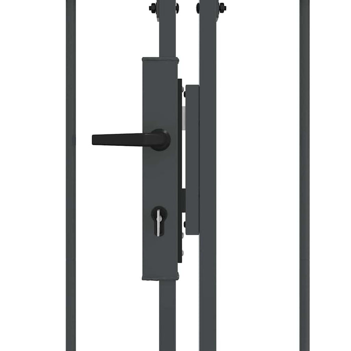 Cancello da Giardino con Parte Superiore Arcuata Grigio 42008959