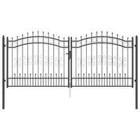 Cancello con Punta a Lancia Grigio 305 x 125 cm Acciaio 42009044