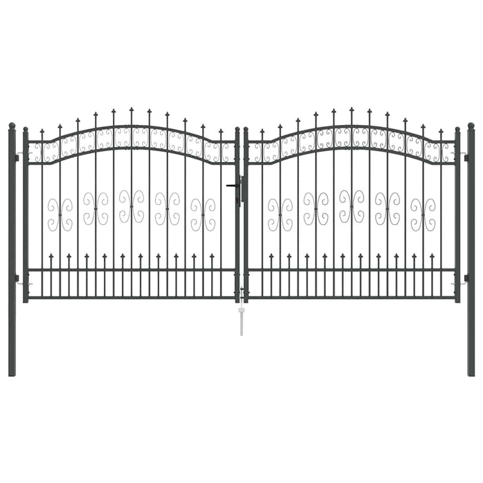 Cancello con Punta a Lancia Grigio 305 x 125 cm Acciaio 42009044