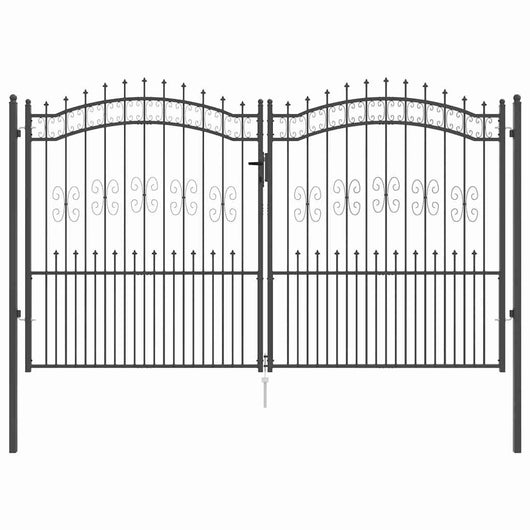 Cancello con Punta a Lancia Grigio 305 x 175 cm Acciaio 42009046