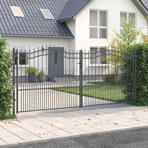Cancello con Punta a Lancia Grigio 404 x 175 cm Acciaio 42009051