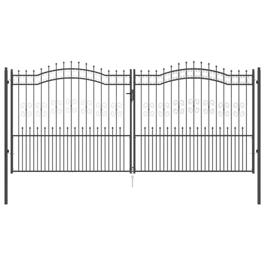 Cancello con Punta a Lancia Grigio 404 x 175 cm Acciaio 42009051