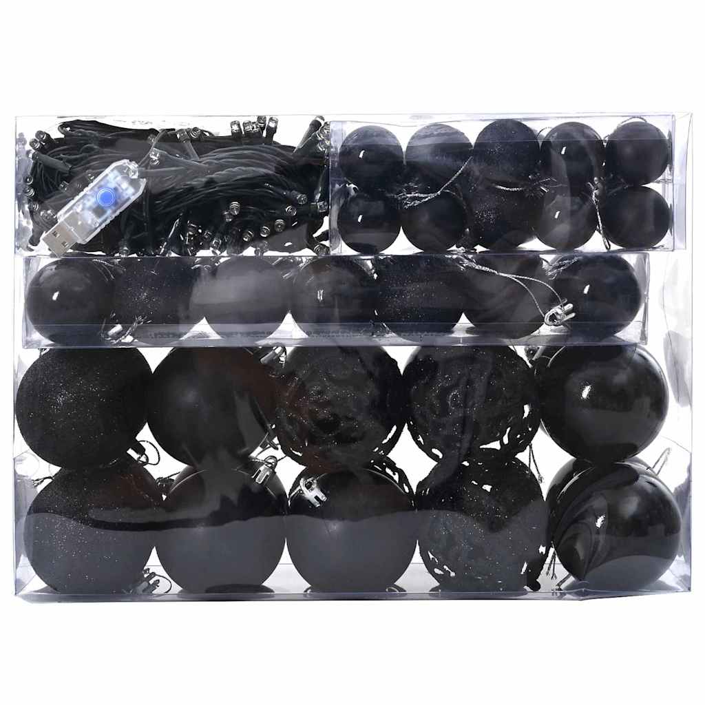 Set di Palle di Natale con 150 LED 61 pcs Nero Plastica 42018827