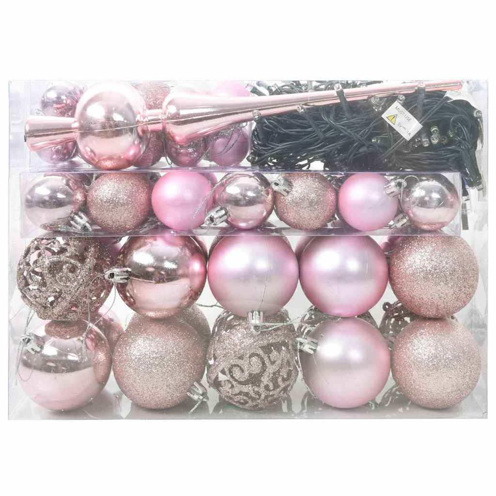 Set di Palle di Natale con 150 LED 61 pcs Rosa Plastica 42018829