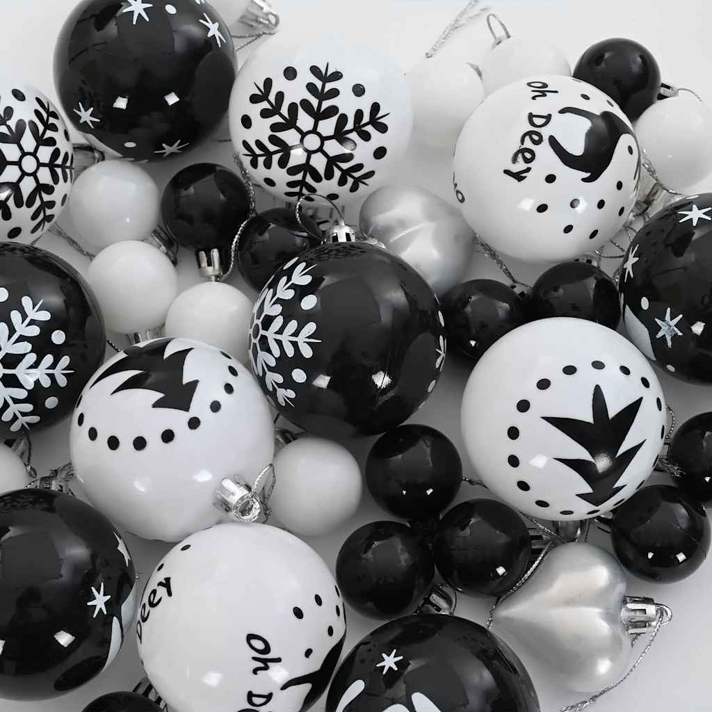 Set di Palle di Natale 40 pcs Nero e Bianco 42018849