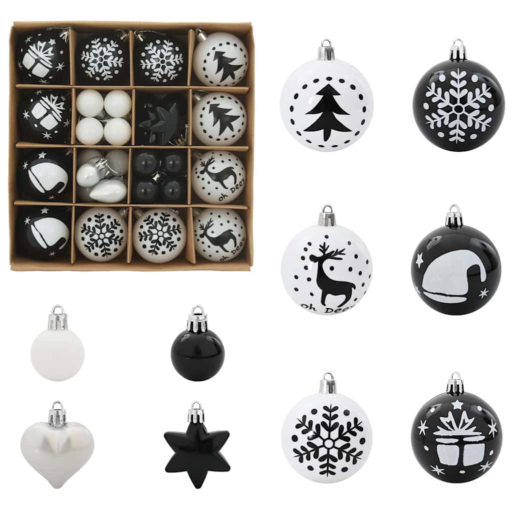 Set di Palle di Natale 40 pcs Nero e Bianco 42018849