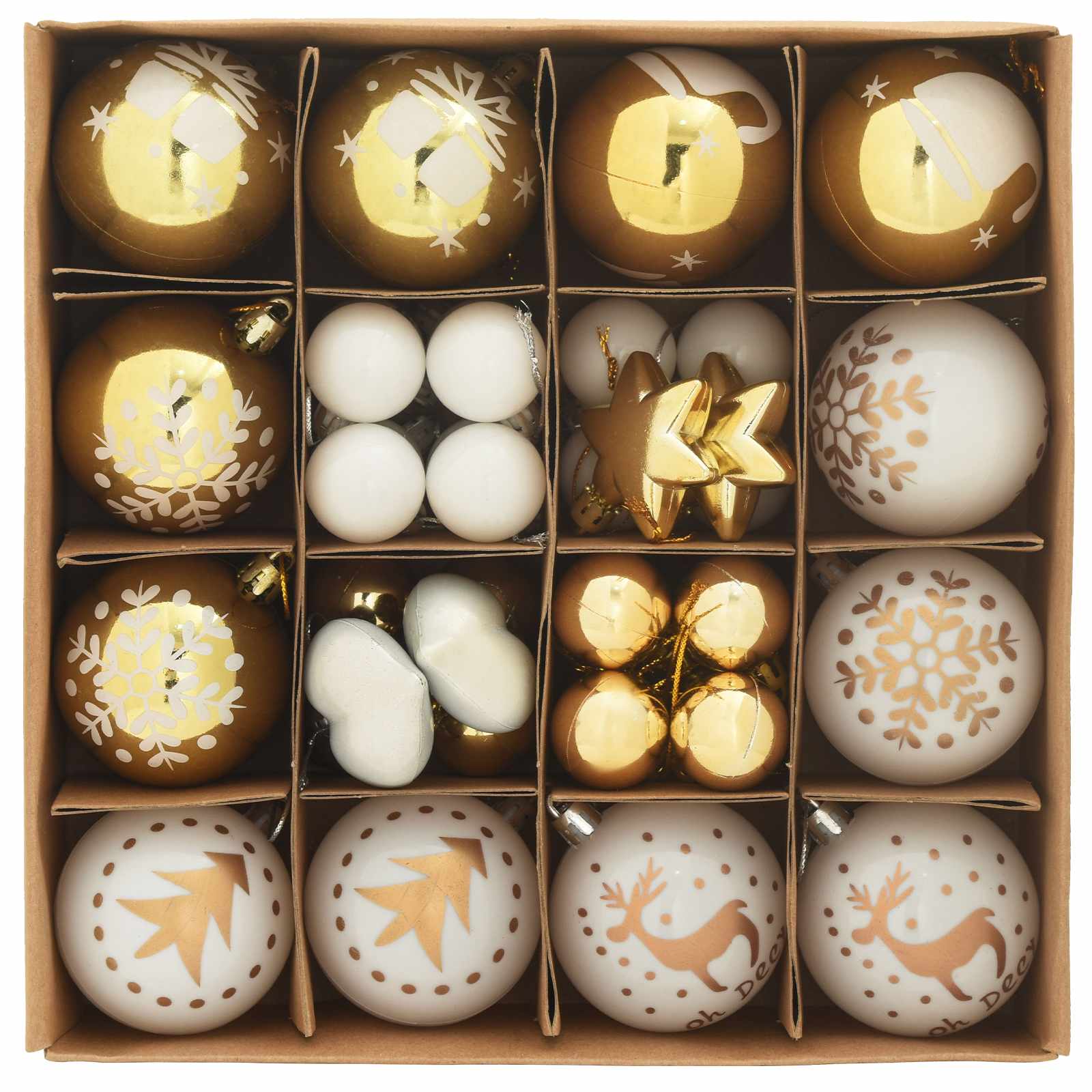 Set di Palle di Natale 40 pcs Bianco e Oro Plastica 42018851