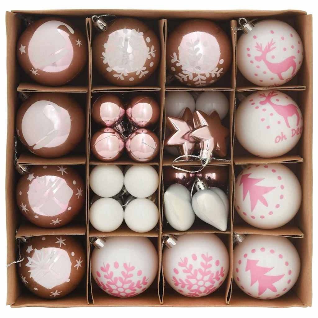 Set di Palle di Natale 40 pcs Bianco e Rosa 42018852