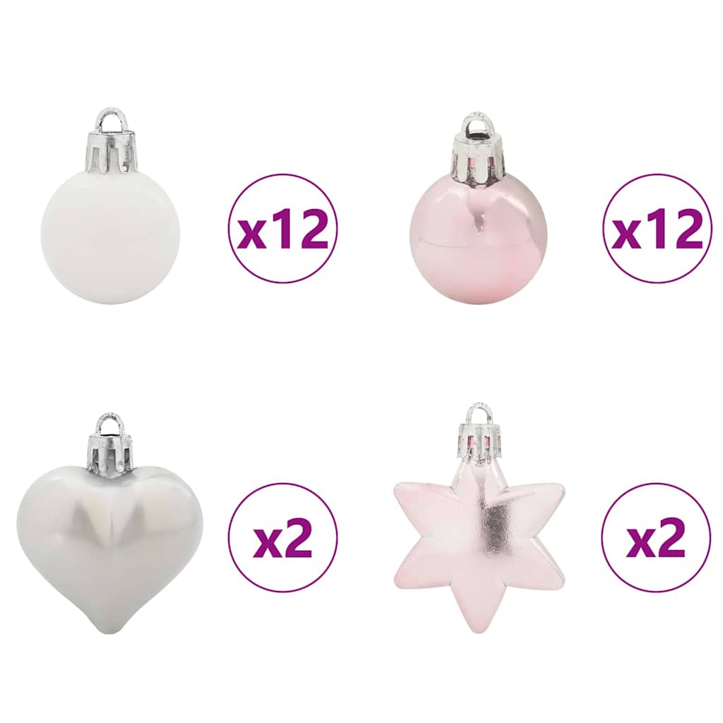 Set di Palle di Natale 40 pcs Bianco e Rosa 42018852