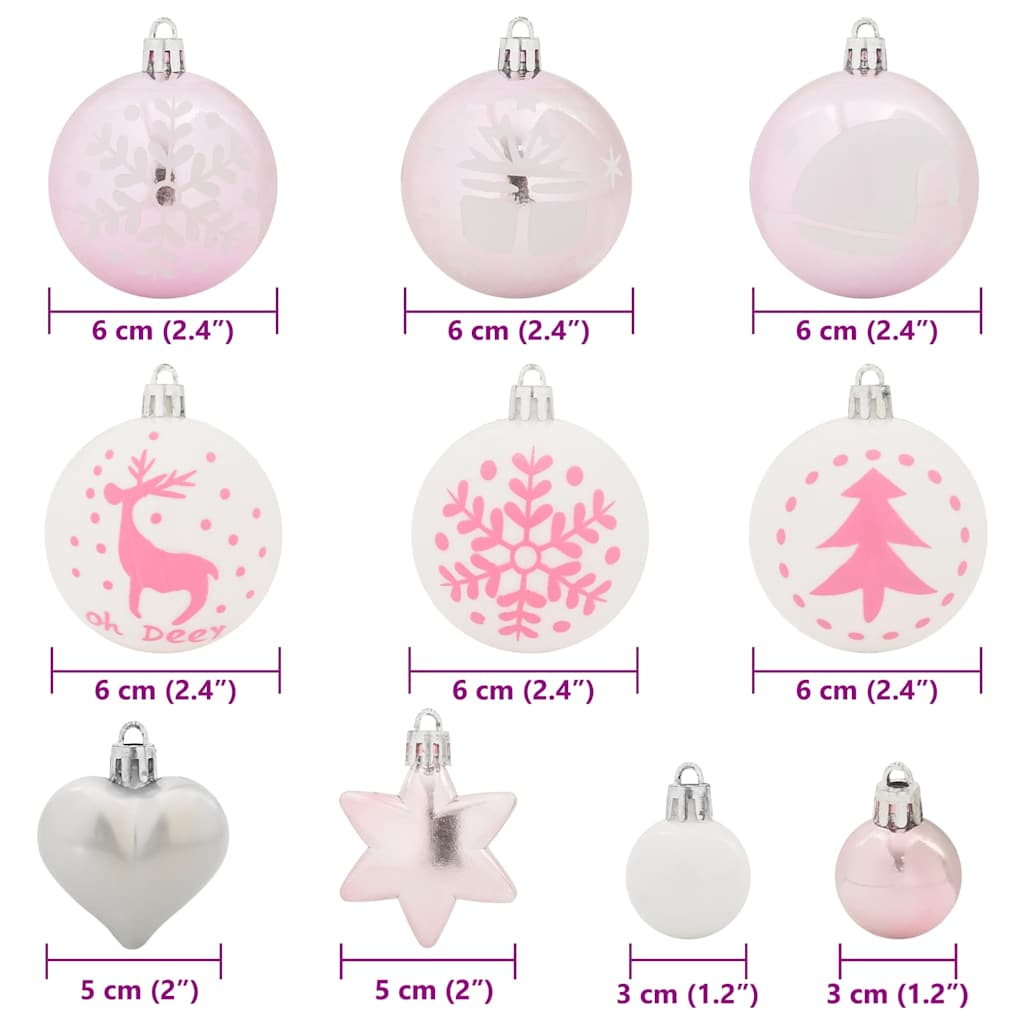 Set di Palle di Natale 40 pcs Bianco e Rosa 42018852