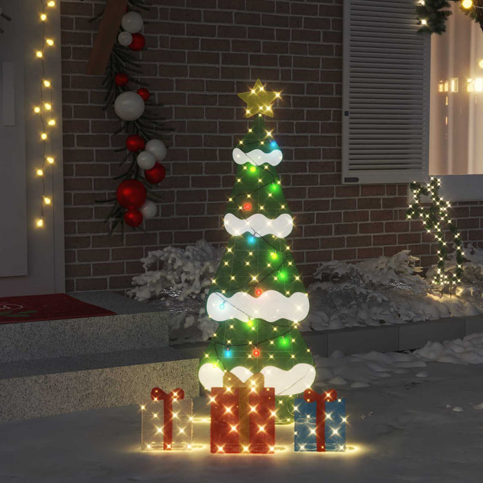 Albero di Natale Illuminato con 3 Scatole Regalo 2D Bianco Caldo 42019618