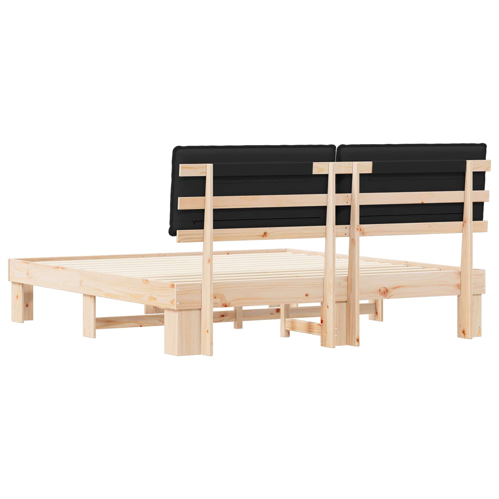 Letto con Testiera Rivestita-Struttura Letto con Testiera Nero 180 x 200 cm Pino massello 925177