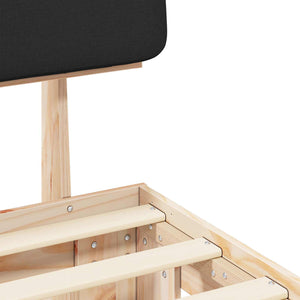 Letto con Testiera Rivestita-Struttura Letto con Testiera Nero 180 x 200 cm Pino massello 650690