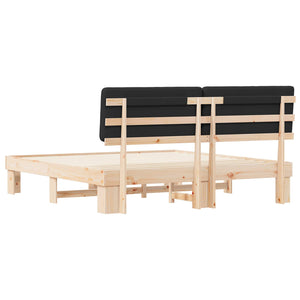 Letto con Testiera Rivestita-Struttura Letto con Testiera Nero 180 x 200 cm Pino massello 650690