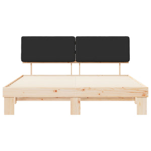 Letto con Testiera Rivestita-Struttura Letto con Testiera Nero 180 x 200 cm Pino massello 650690