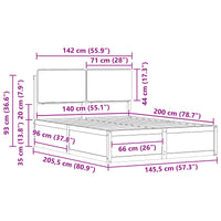 Letto con Testiera Rivestita Grigio scuro 200 x 200 cm 3398085