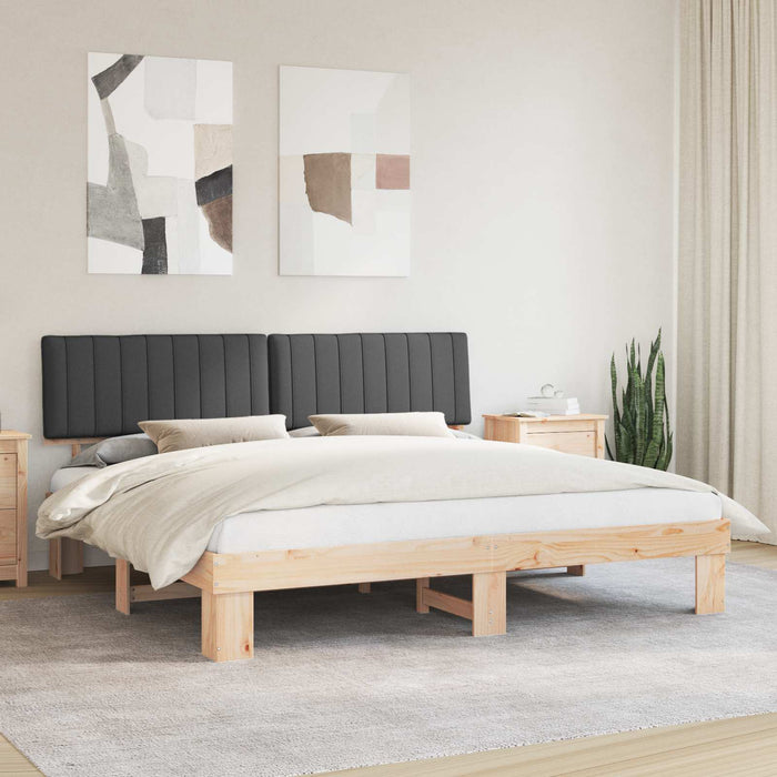 Letto con Testiera Rivestita-Struttura Letto con Testiera Grigio scuro 200 x 200 cm 152943