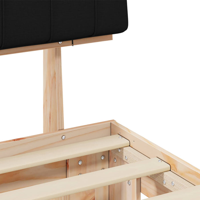 Letto con Testiera Rivestita-Struttura Letto con Testiera Nero 180 x 200 cm Pino massello 688653