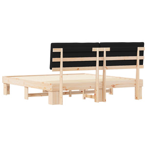 Letto con Testiera Rivestita-Struttura Letto con Testiera Nero 180 x 200 cm Pino massello 688653