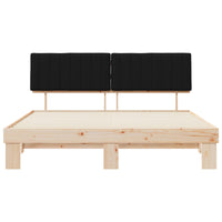 Letto con Testiera Rivestita-Struttura Letto con Testiera Nero 180 x 200 cm Pino massello 688653