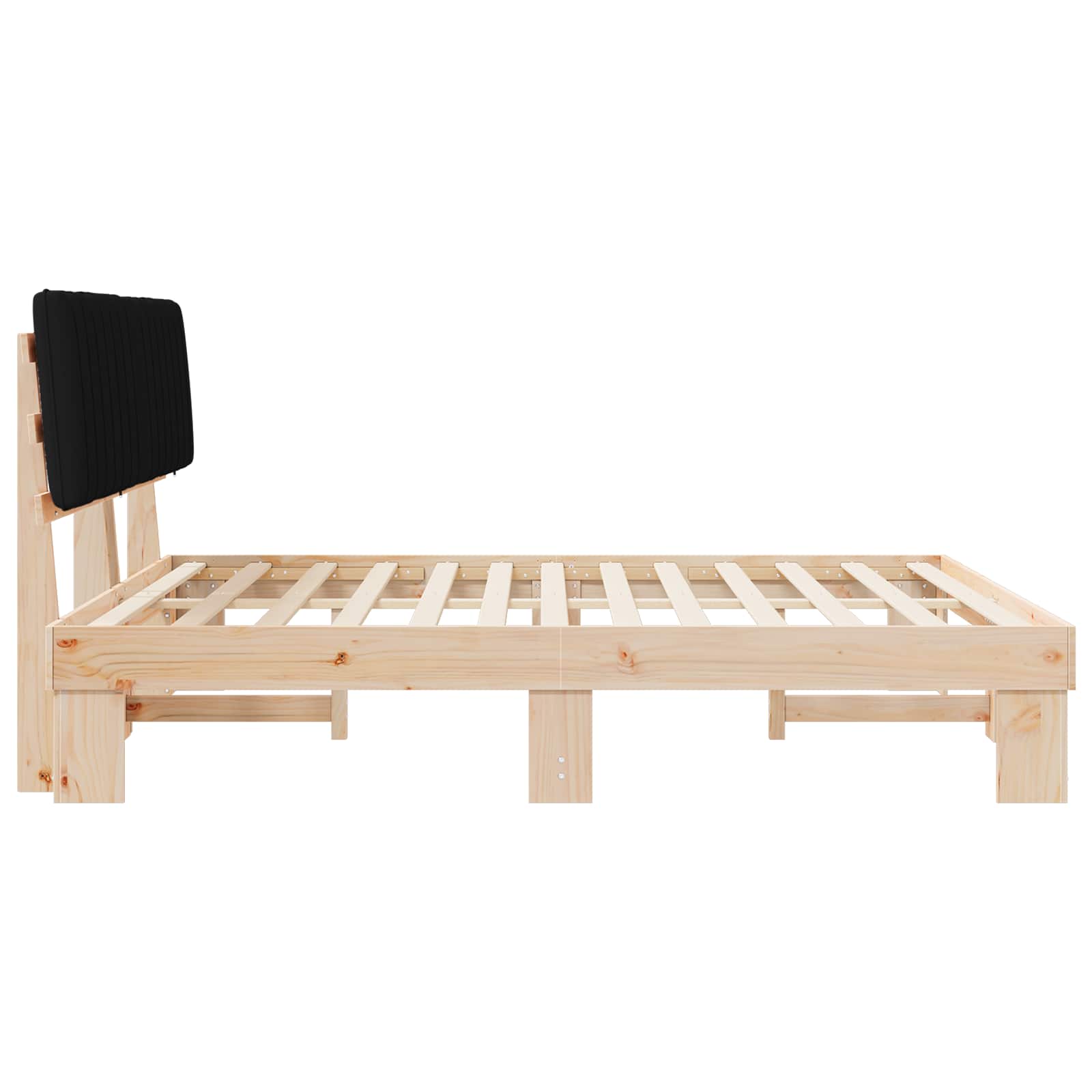 Letto con Testiera Rivestita-Struttura Letto con Testiera Nero 180 x 200 cm Pino massello 688653