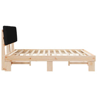 Letto con Testiera Rivestita-Struttura Letto con Testiera Nero 180 x 200 cm Pino massello 688653