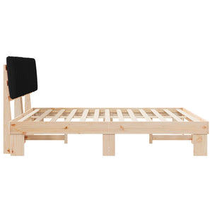 Letto con Testiera Rivestita-Struttura Letto con Testiera Nero 180 x 200 cm Pino massello 688653