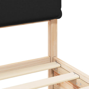 Letto con Testiera Rivestita-Struttura Letto con Testiera Nero 200 x 200 cm Pino massello 108857