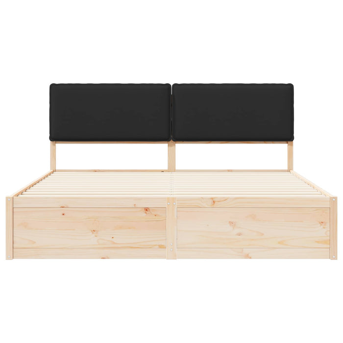 Letto con Testiera Rivestita-Struttura Letto con Testiera Nero 200 x 200 cm Pino massello 108857