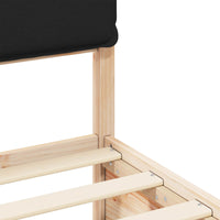 Letto con Testiera Rivestita-Struttura Letto con Testiera Nero 135 x 190 cm Pino massello 443725