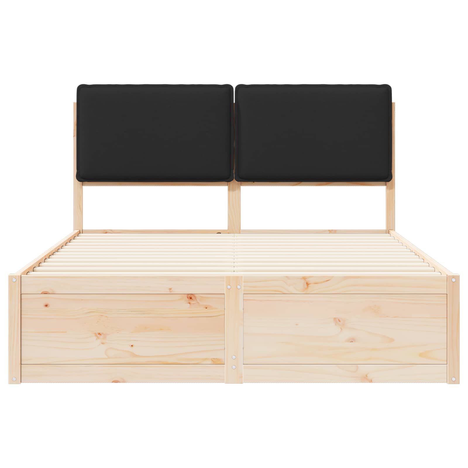 Letto con Testiera Rivestita-Struttura Letto con Testiera Nero 135 x 190 cm Pino massello 443725