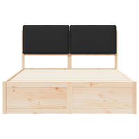 Letto con Testiera Rivestita-Struttura Letto con Testiera Nero 135 x 190 cm Pino massello 443725