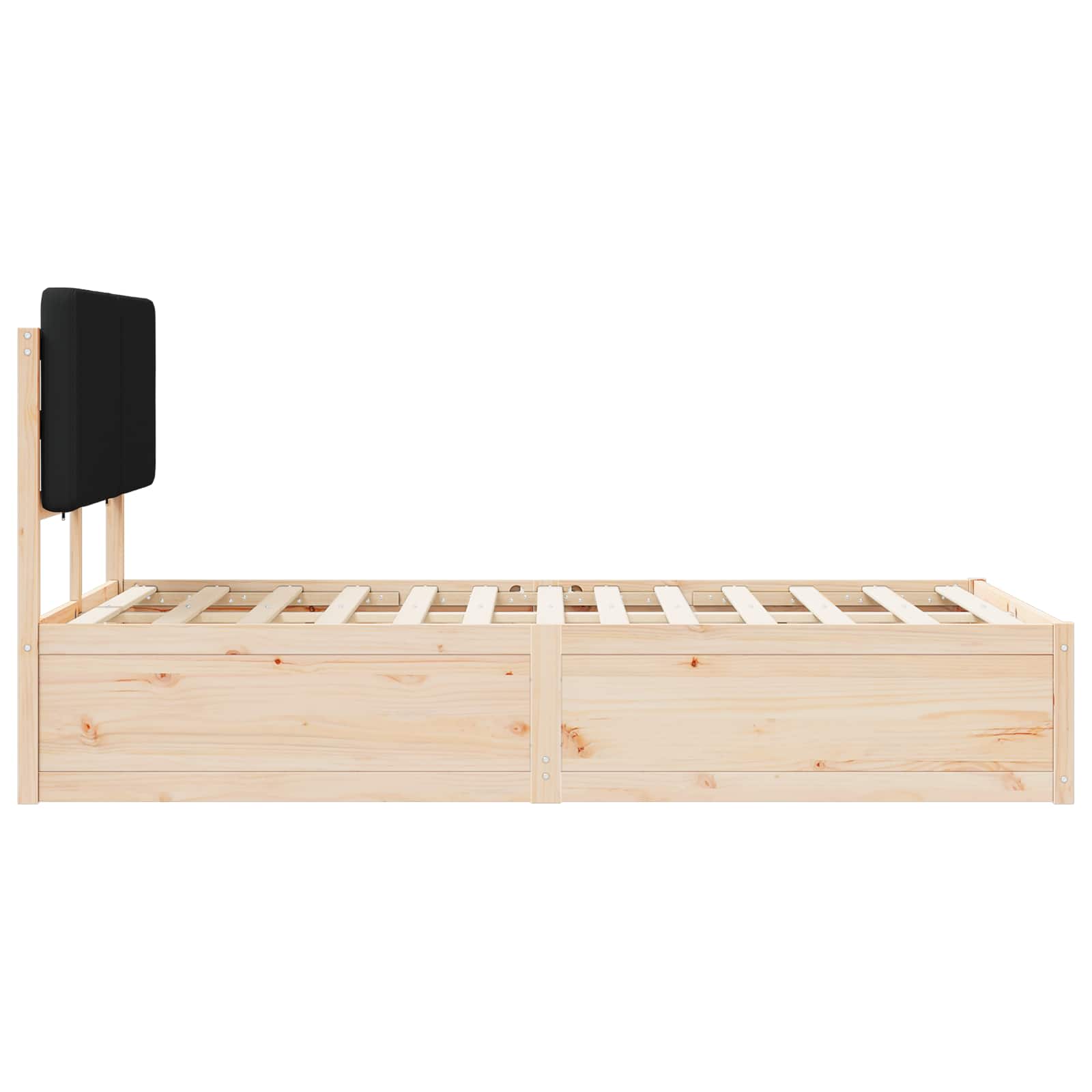 Letto con Testiera Rivestita-Struttura Letto con Testiera Nero 135 x 190 cm Pino massello 675687