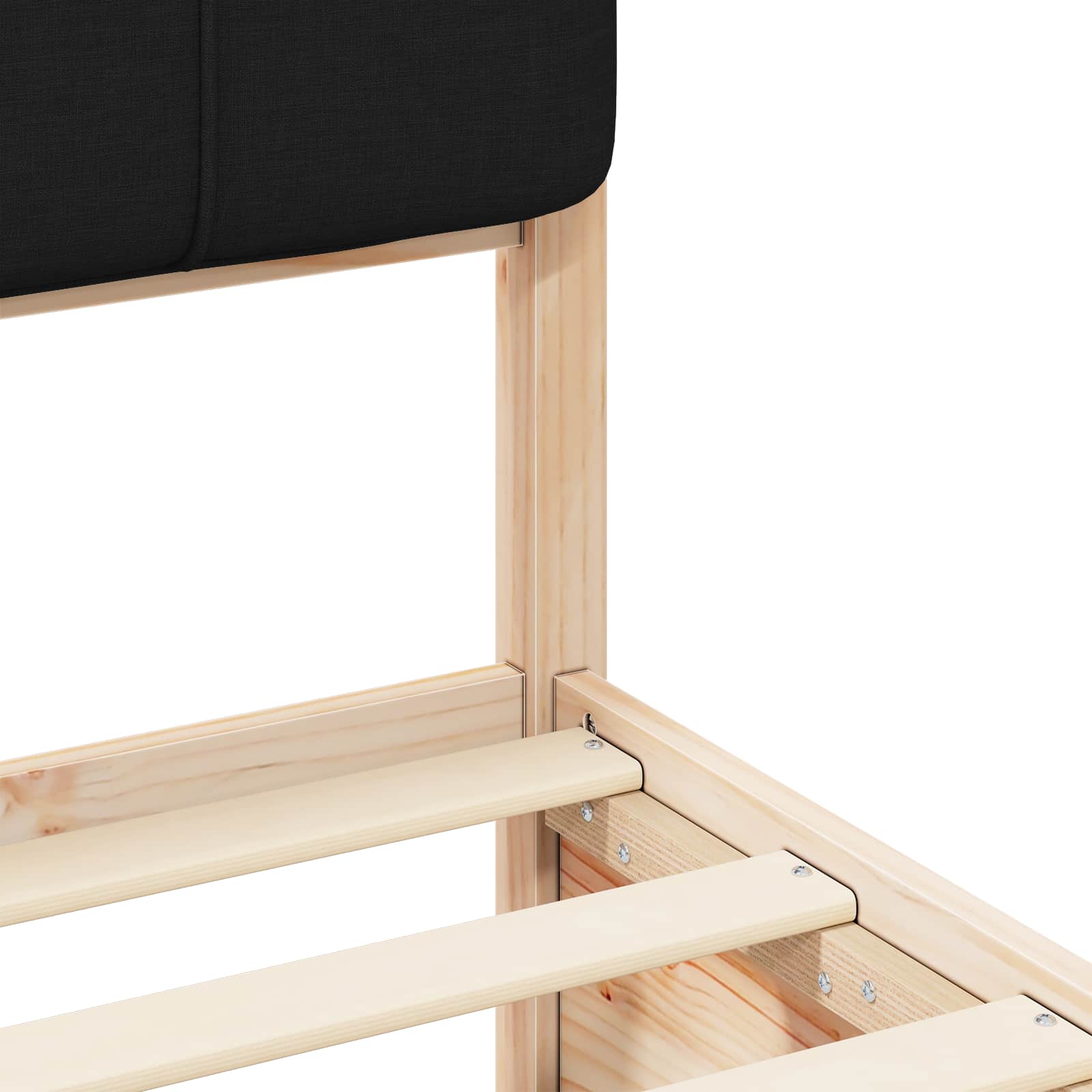 Letto con Testiera Rivestita-Struttura Letto con Testiera Nero 150 x 200 cm Pino massello 124950