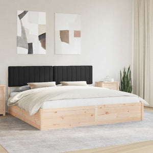 Letto con Testiera Rivestita-Struttura Letto con Testiera Nero 200 x 200 cm Pino massello 644046