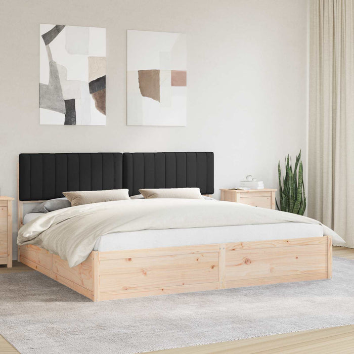 Letto con Testiera Rivestita-Struttura Letto con Testiera Nero 200 x 200 cm Pino massello 644046