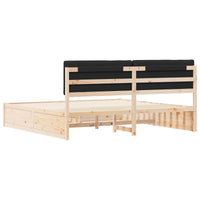 Letto con Testiera Rivestita-Struttura Letto con Testiera Nero 200 x 200 cm Pino massello 644046