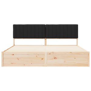 Letto con Testiera Rivestita-Struttura Letto con Testiera Nero 200 x 200 cm Pino massello 644046