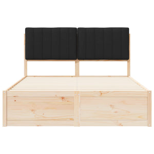 Letto con Testiera Rivestita-Struttura Letto con Testiera Nero 135 x 190 cm Pino massello 521506