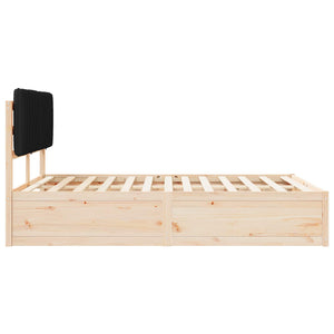 Letto con Testiera Rivestita-Struttura Letto con Testiera Nero 135 x 190 cm Pino massello 521506