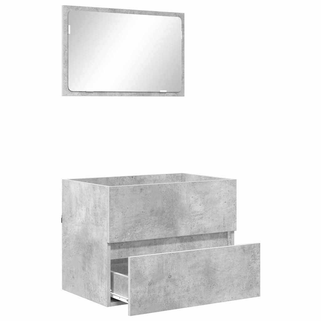 Set di mobili per il bagno Grigio cemento Legno multistrato 876035