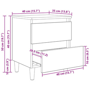 Mobiletti da letto 2 pcs Rovere artigianale 40 x 35 x 50 cm 885671